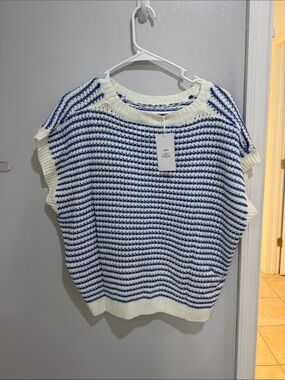 Short Sleeve Striped Sweater